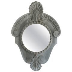 19th Century Antique Oeil De Boeuf Zinc Window Mirror with Provenance