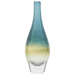 Large Seven Palmqvist, Orrefors Kraka Art Glass Vase, Net Pattern