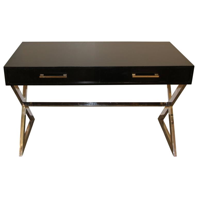 Fine Furniture Campaign Desk With X Chrome Legs At 1stdibs Fine Furniture Campaign Desk With X Chrome Legs For