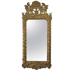 18th Century Swedish Rococo Period Gilded Cartouche Mirror