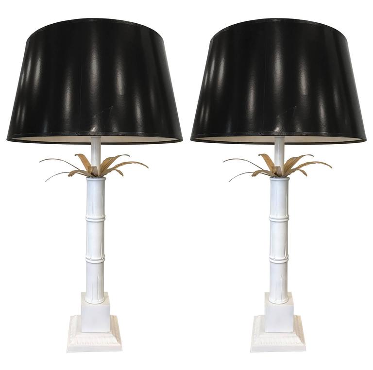 Gold Plated Palm Tree Table Lamps By Jansen Pair For At 1stdibs Pair Of Vintage Palm Tree Lamps Style Maison Jansen