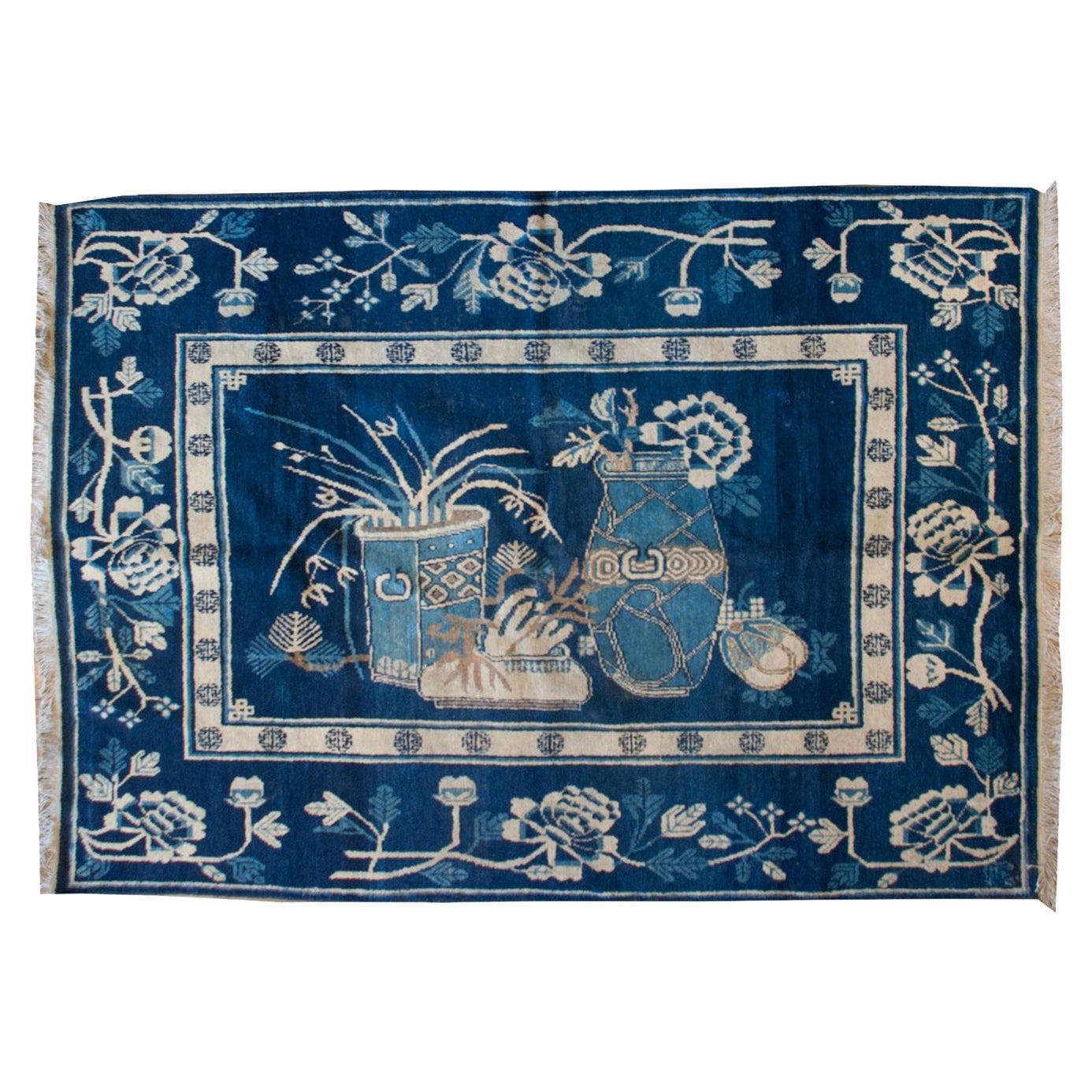 Dragon Blue Chinese Rug, Mid20th Century For Sale at 1stDibs