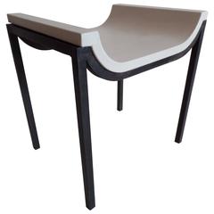 French Iron and Leather Bench or Vanity Stool Attributed to Marc Duplantier