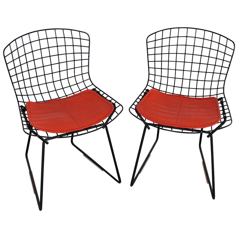 Pair Of Black Harry Bertoia Child S Chairs By Knoll For Sale At