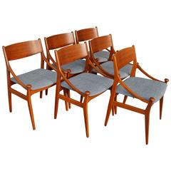 Set of Six Vestervig Eriksen for Brdr.Tromborg Danish Modern Dining Chairs