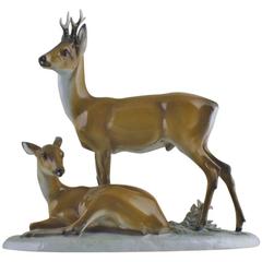 Large Rosenthal, M. H. Fritz, Number 974, Porcelain Figurine, Two Deers