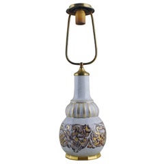 Vintage Dahl Jensen Table Lamp Crackle Porcelain, Decorated in Gold