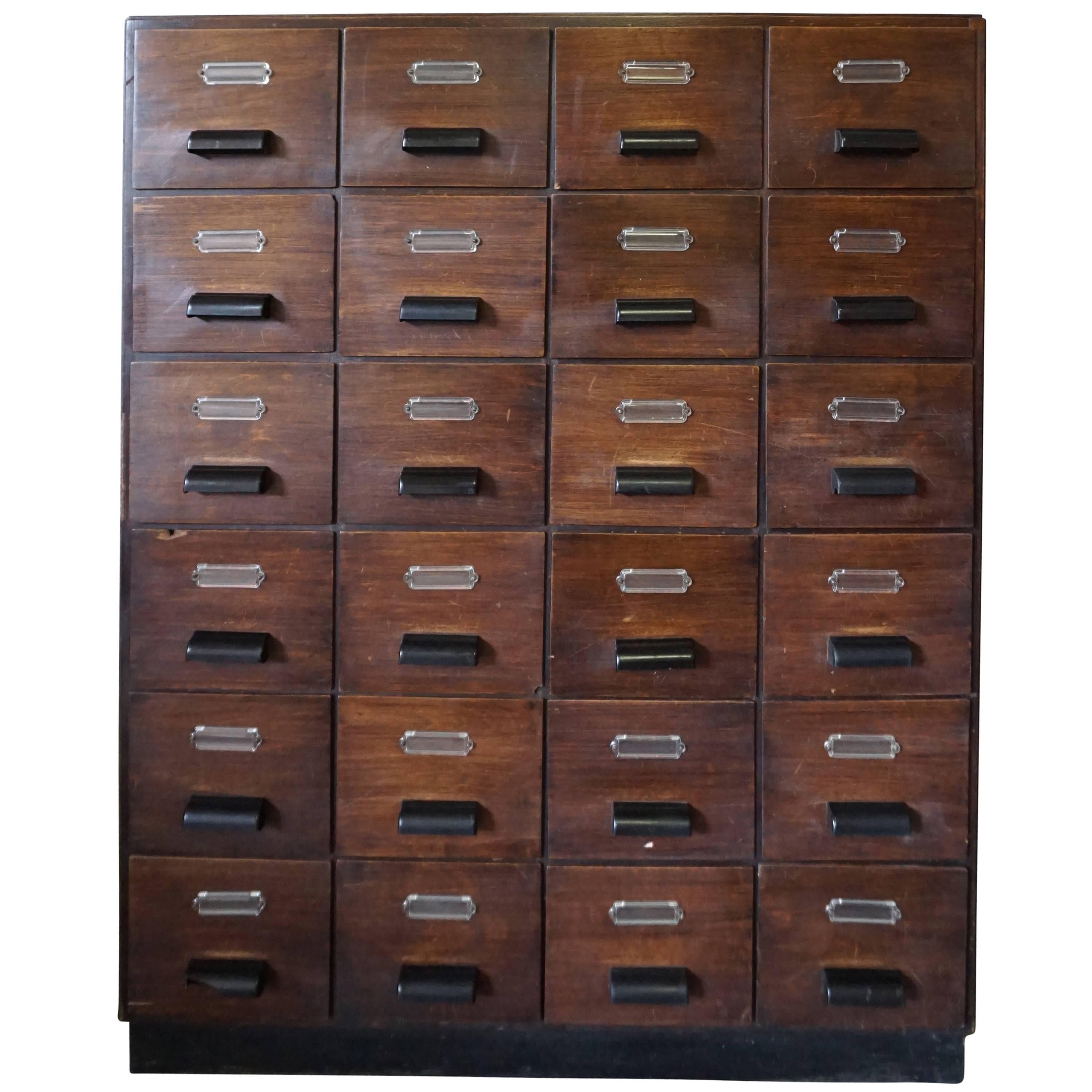 Industrial Oak Filing Cabinet, 1950s