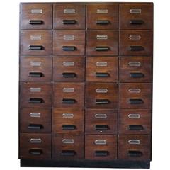 Vintage Industrial Oak Filing Cabinet, 1950s