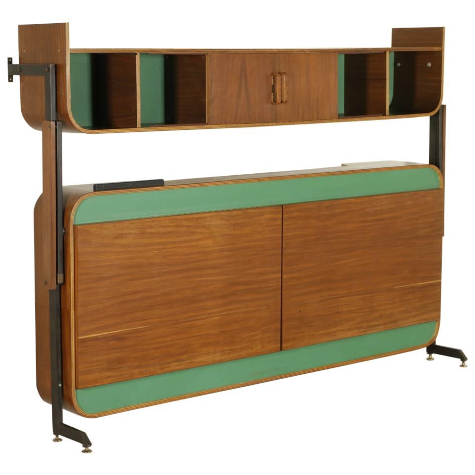 Bed-Cabinet Attributed to Franco Campo Mahogany Veneered Bent Plywood, 1950s