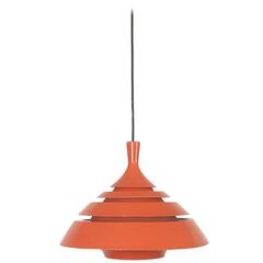 Modernist Orange Scandinavian Hanging Lamp Hans-Agne Jakobsson Attributed, 1960s
