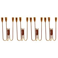 Two Pairs of 1970s Brass Wall Lamps 9