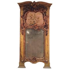 Charming Neo-Rococo Mirror with Floral Painting