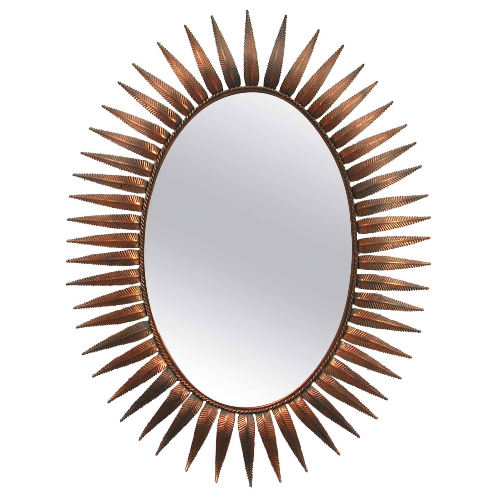 Mid-Century Spanish Sunburst Copper Mirror, 1950s