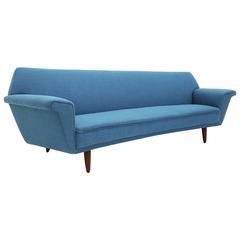 Danish Mid-Century Modern Curved Four-Seat Sofa