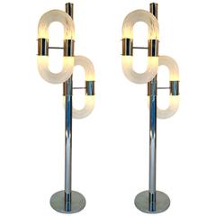 Pair of Ring Floor Lamps by Carlo Nason for Mazzega Murano, Italy, 1970 5