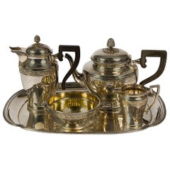 Antique Marvelous Christofle Tea and Coffee Set with Ebony Handles