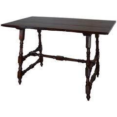 Italian Walnut Table, Interesting Double Stretcher, Early 18th Century