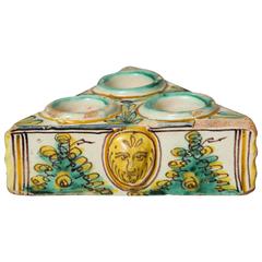 Spanish Ceramic Polychrome Salt Cellar