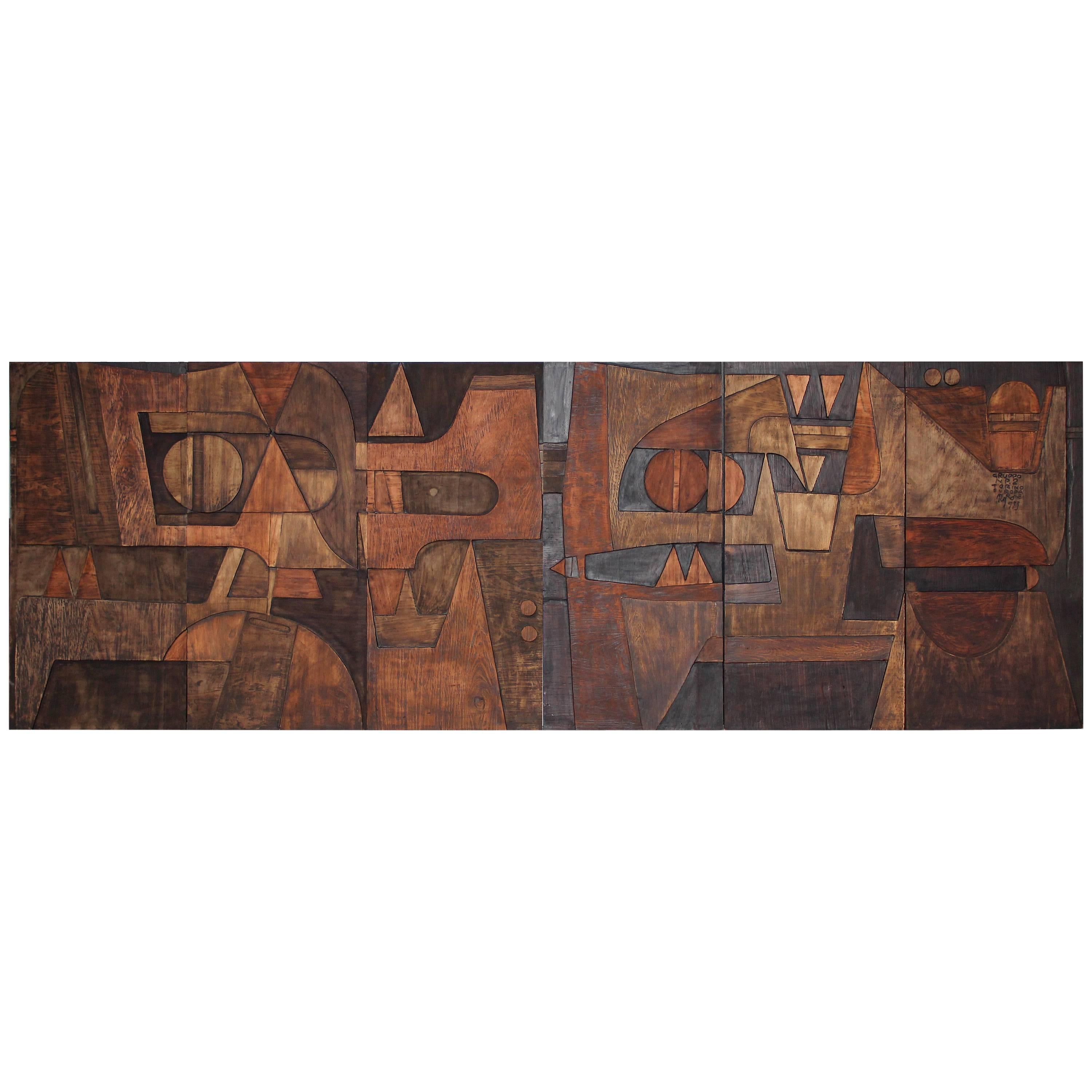 Rare Wall Panel in Six Parts, Nerone Ceccarelli, Gruppo NP2, Italy, 1973