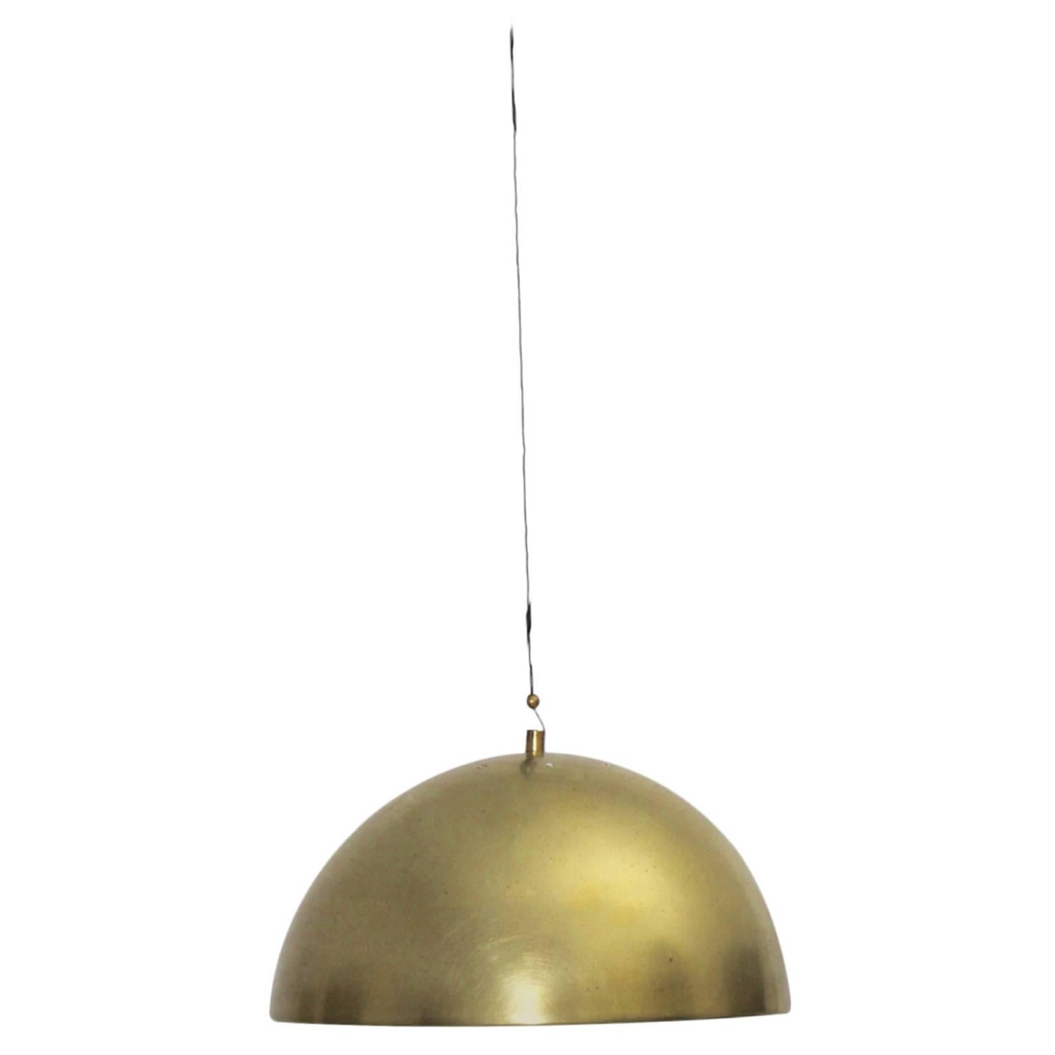 Mid Century Modern Vintage Brass Semi Globe Chandelier Italy circa 1960 For Sale