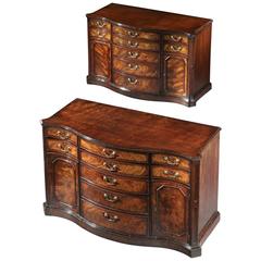 Pair of George II Mahogany Serpentine Commodes Attributed to Wright & Elwick