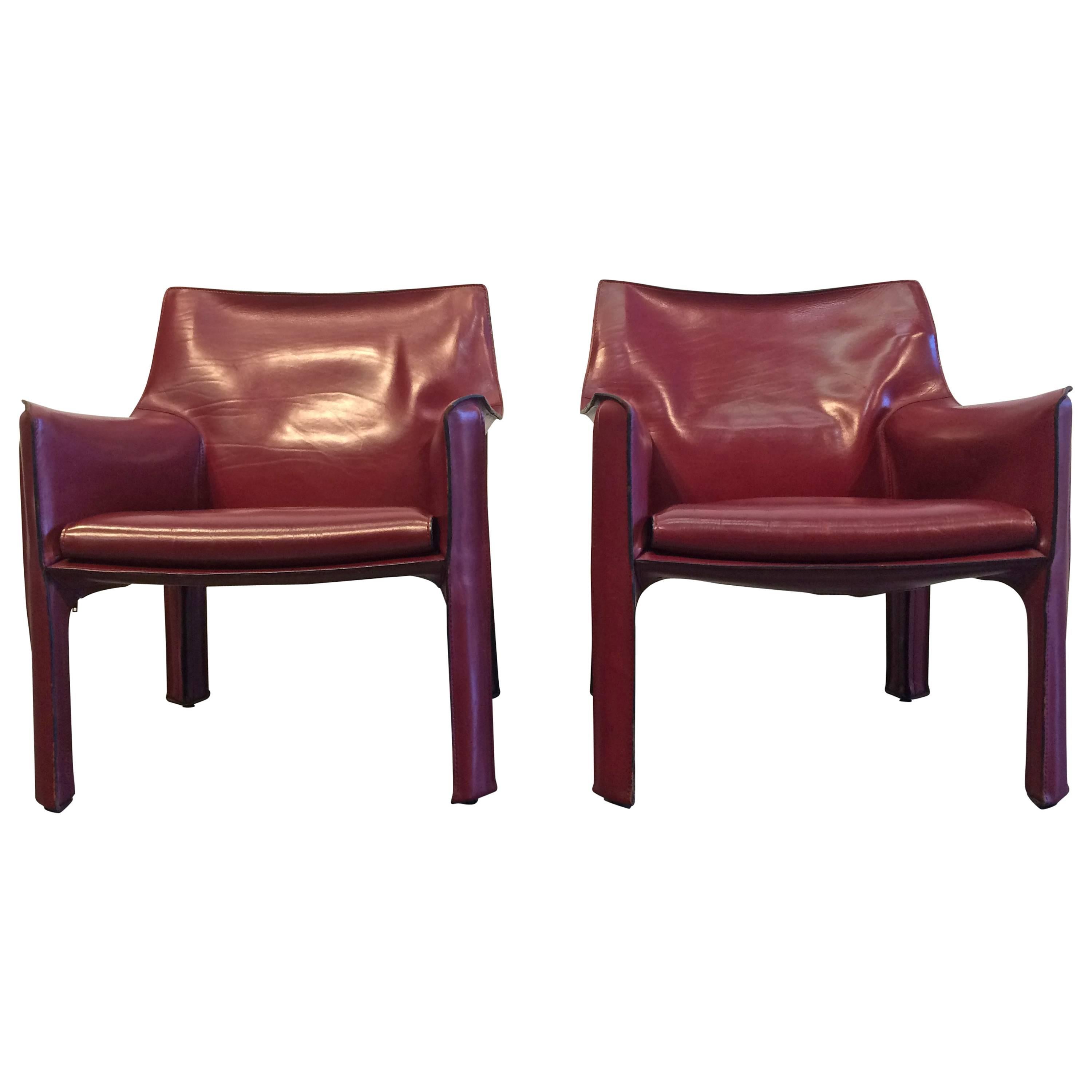 Pair of Cab Lounge Chairs by Mario Bellini for Cassina