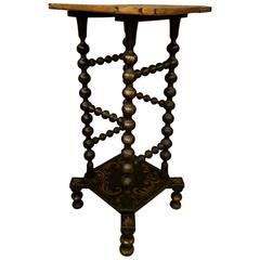 19th Century English Victorian Black Lacquer and Painted Table