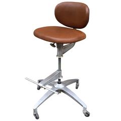 Shaw Walker Adjustable Aluminum and Leather Drafting Stool