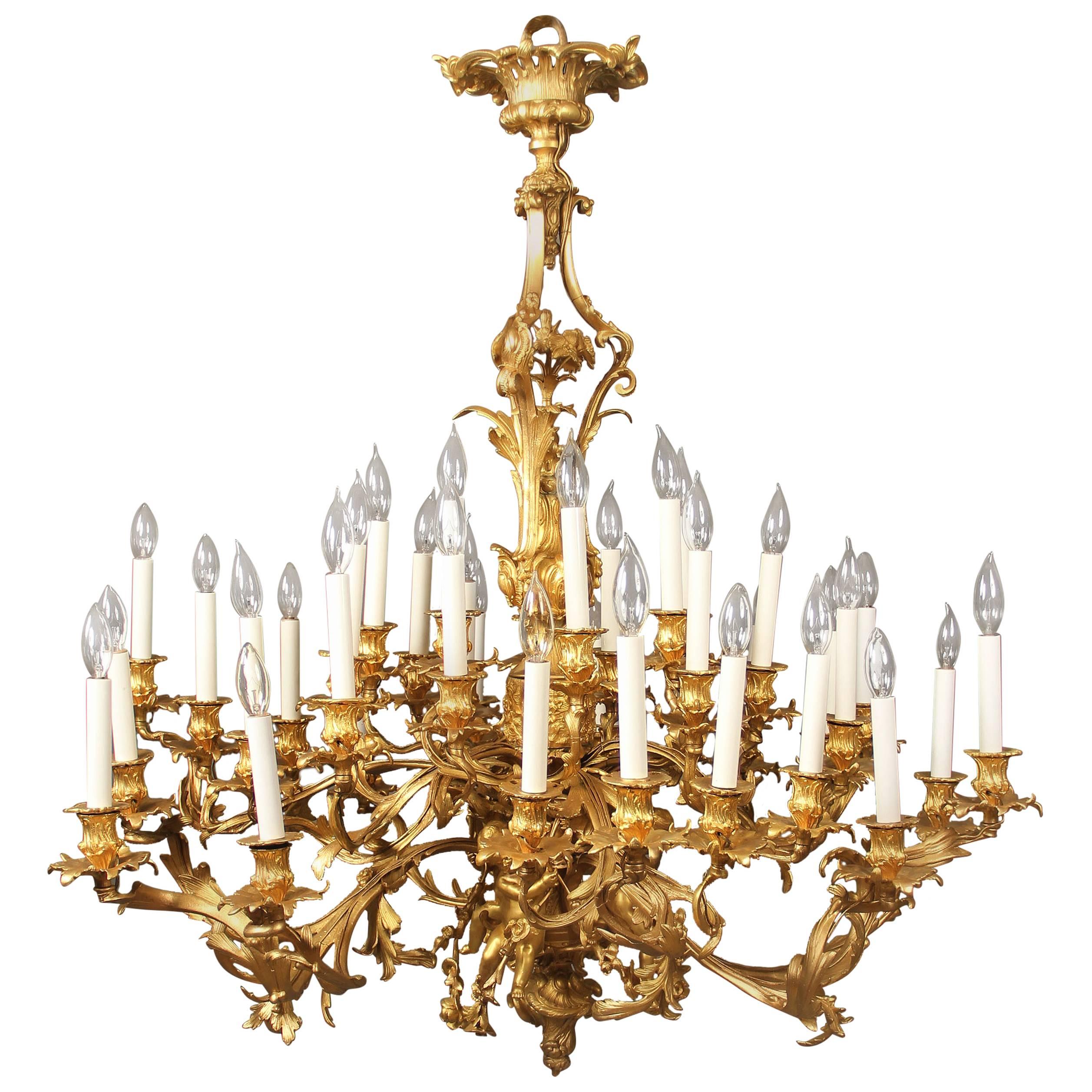 Fantastic Late 19th Century Gilt Bronze Thirty-Six-Light Chandelier