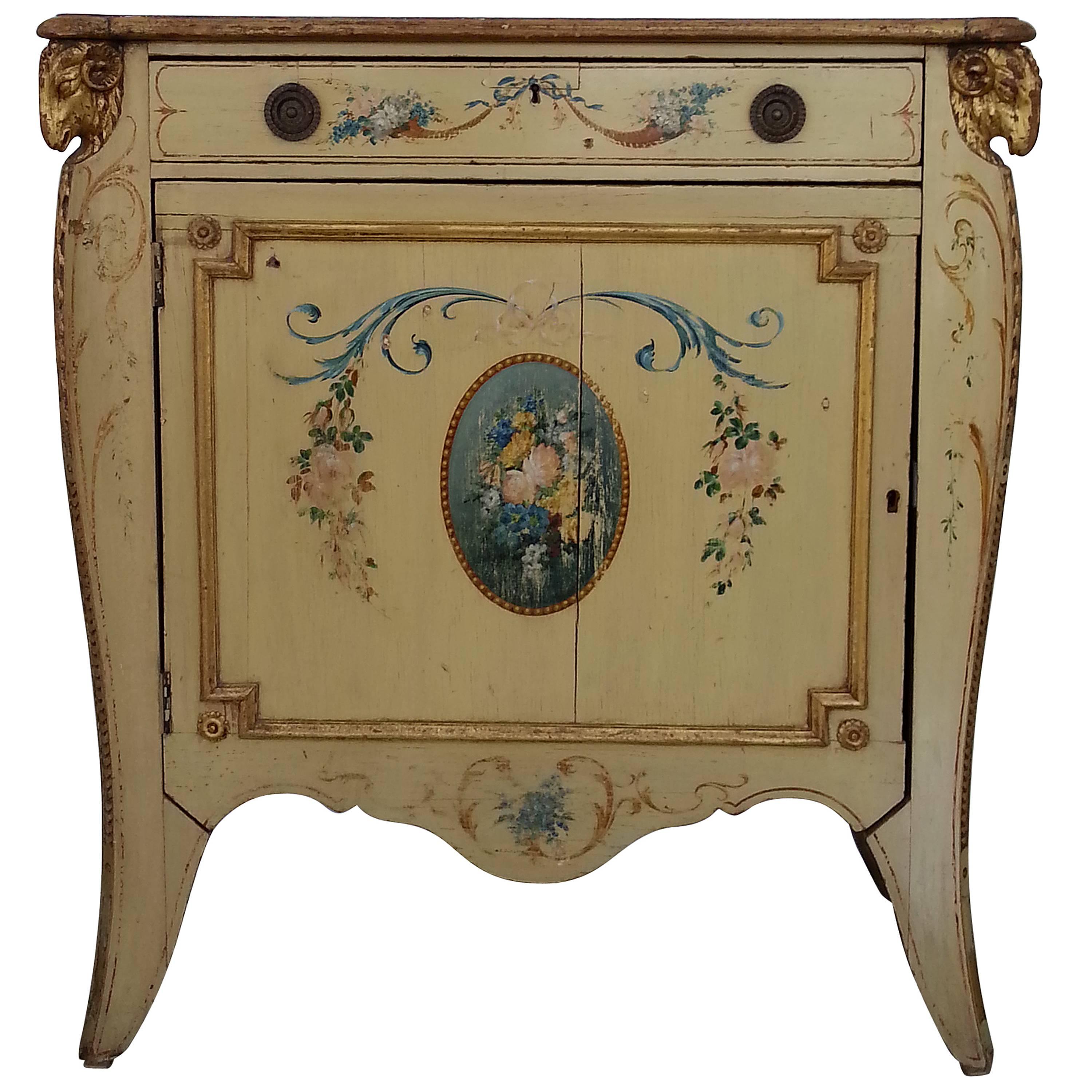 19th Century Neoclassical Italian Painted Commode in the English Adams Taste