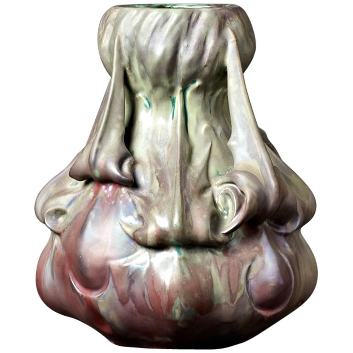"Artichoke" Earthenware Vase by Ernest Bussière For Sale