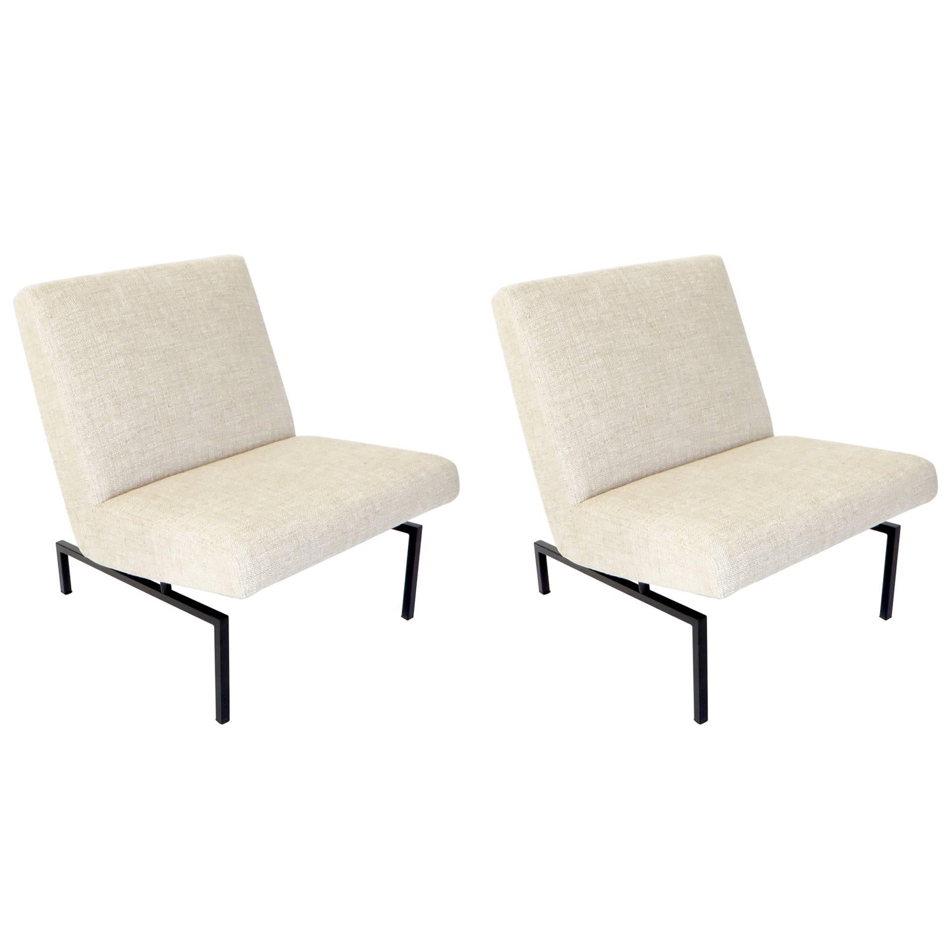 French Pair of Tempo Lounge Chairs by Joseph Andre Motte