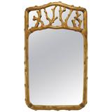 Hand-Carved Fruitwood Faux Bois Mirror