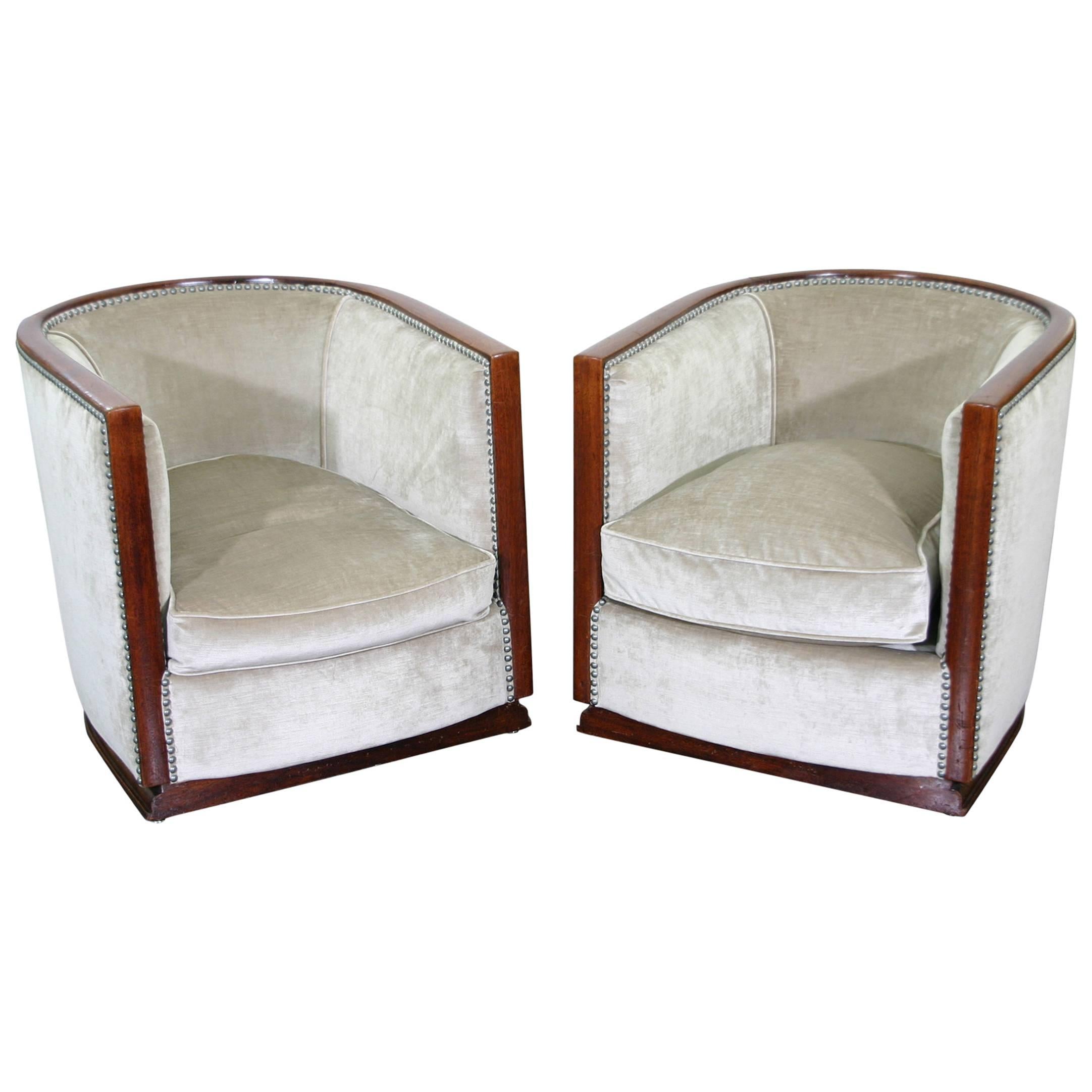 Pair of Art Deco Tub Chairs For Sale