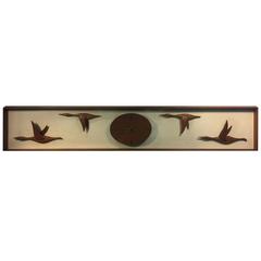 Fantastic Mid-Century Modern Hand-Sculpted Geese in Flight Wall Clock