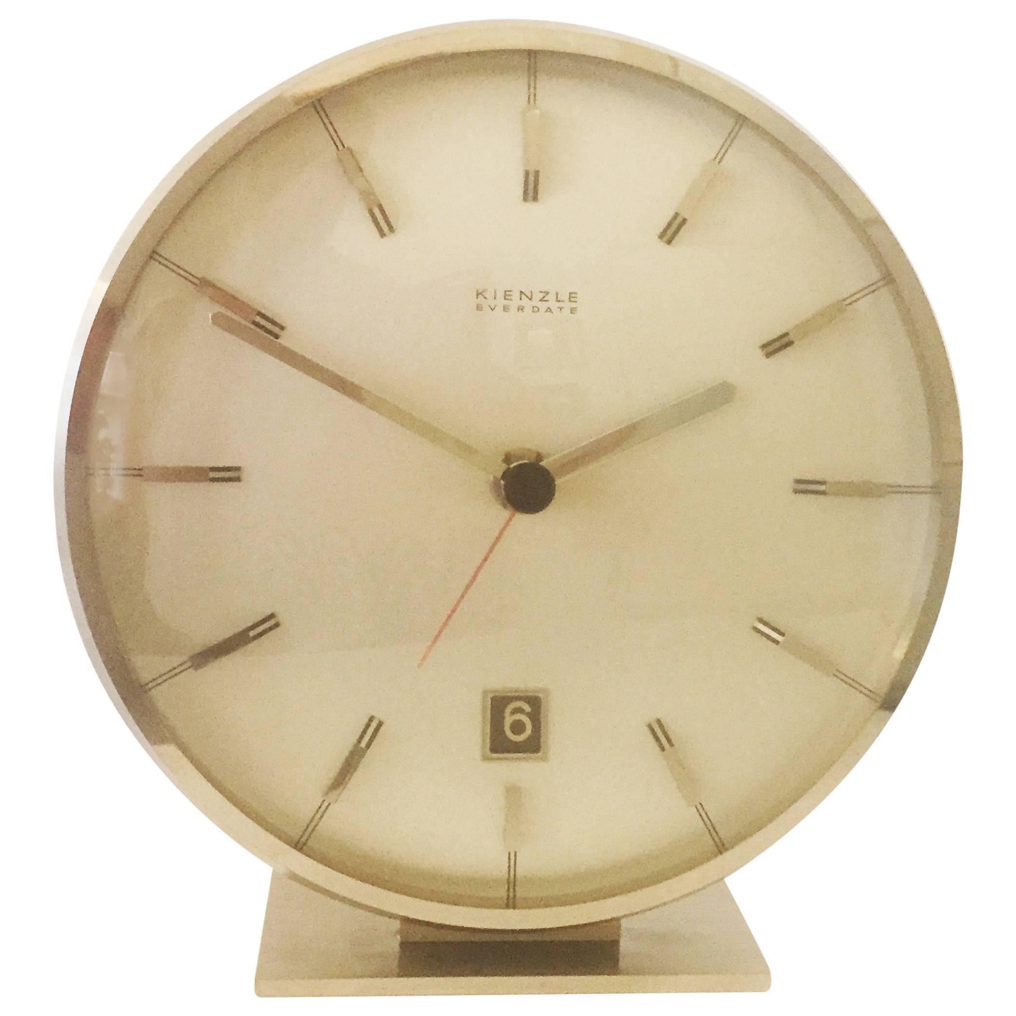 Chromed Mid-Century "Everdate" Table Clock by Kienzle