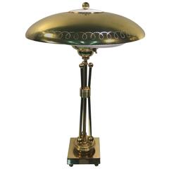 Phenomenal Modern Brass Table Lamp in the Manner of Paavo Tynell