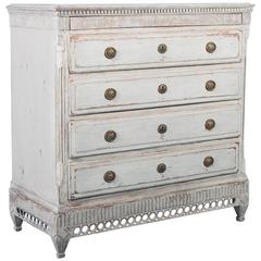 Antique 19th Century Swedish Gustavian Chest of Drawers with Gray Paint