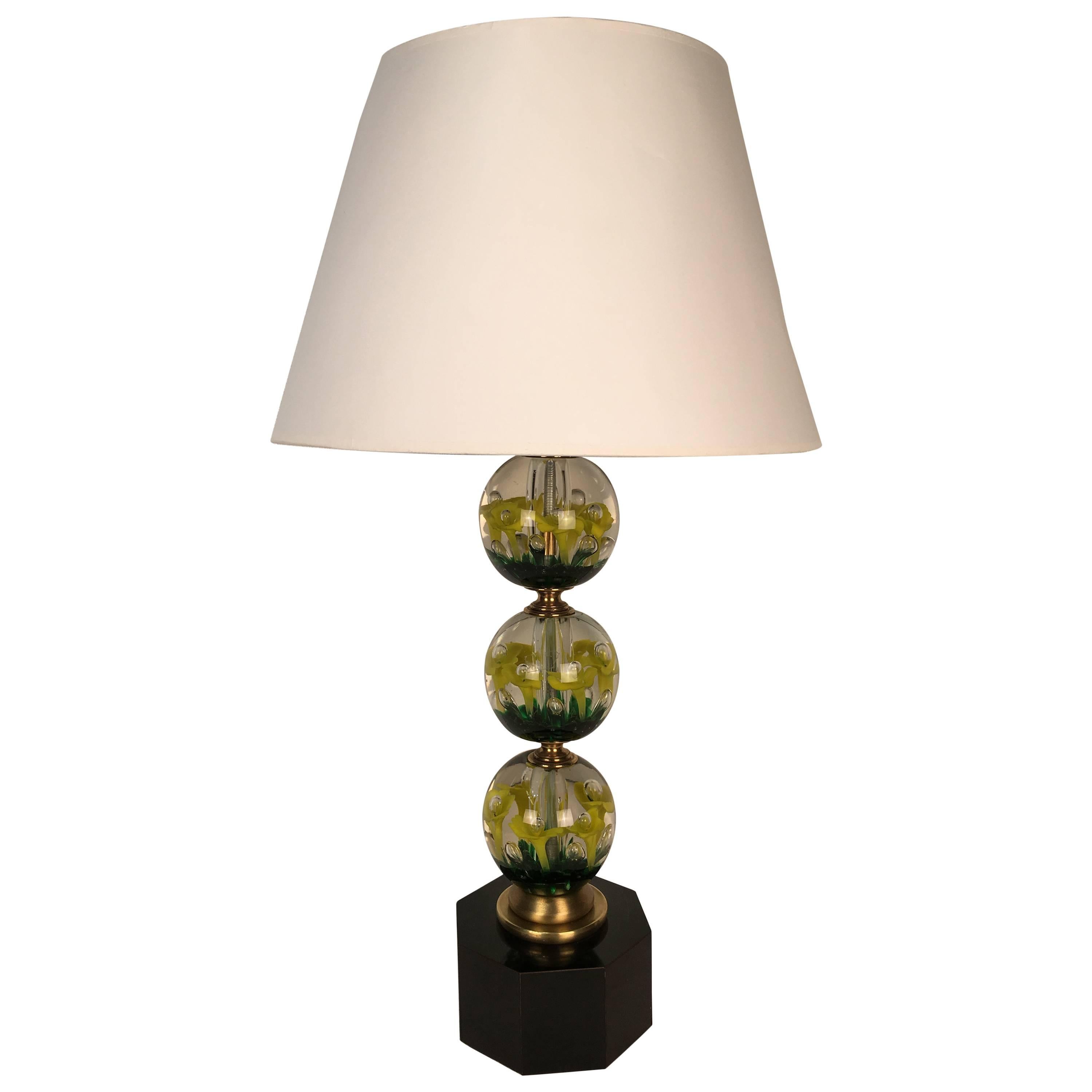 Mid-Century Paperweight Glass Lamp