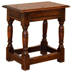 19th Century English Oak Turned Joynt Stool