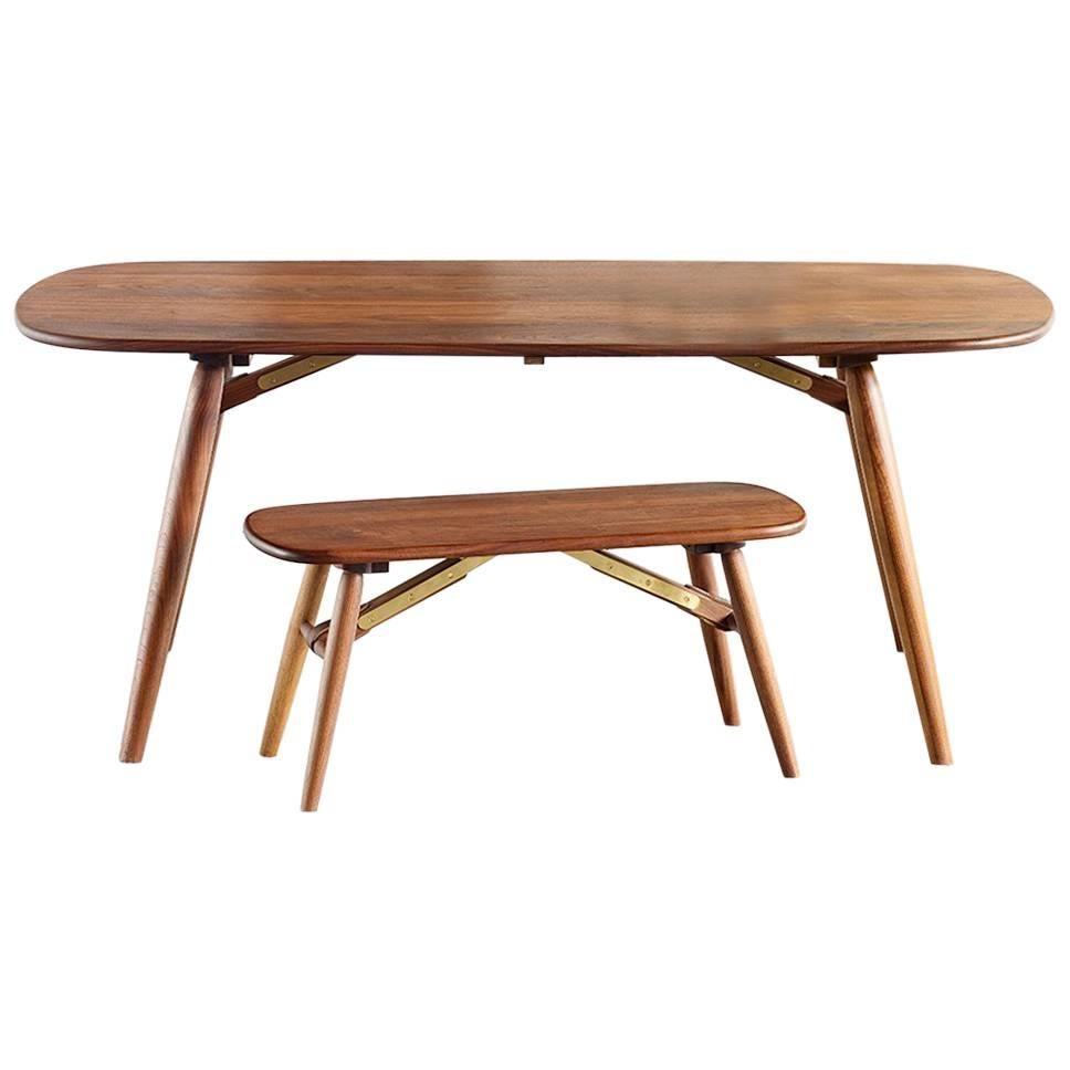 Modern Custom Handcrafted Walnut Dining Table -Nomad Collection by Jacob May For Sale