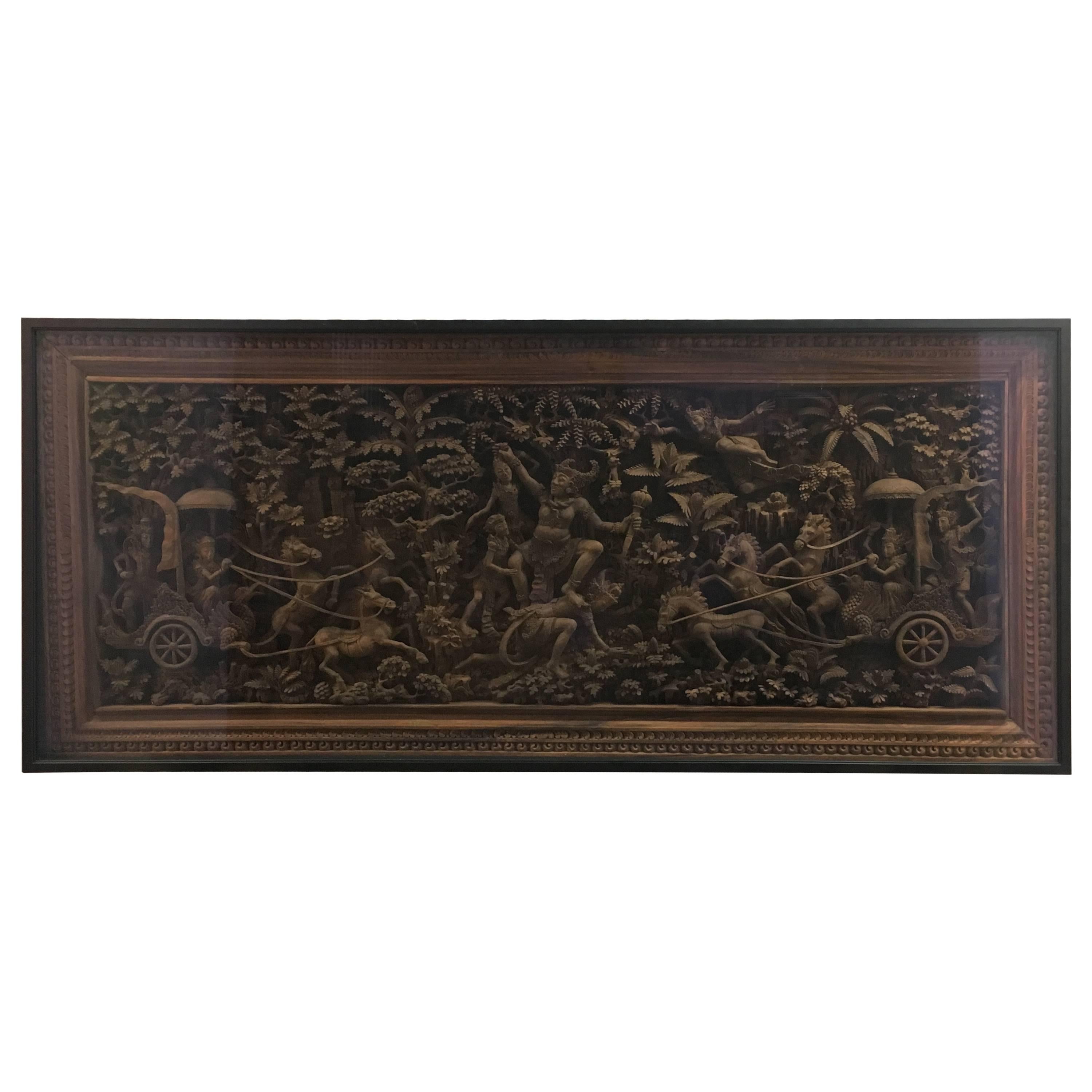 Massive Bali Ramayana Wood Carving