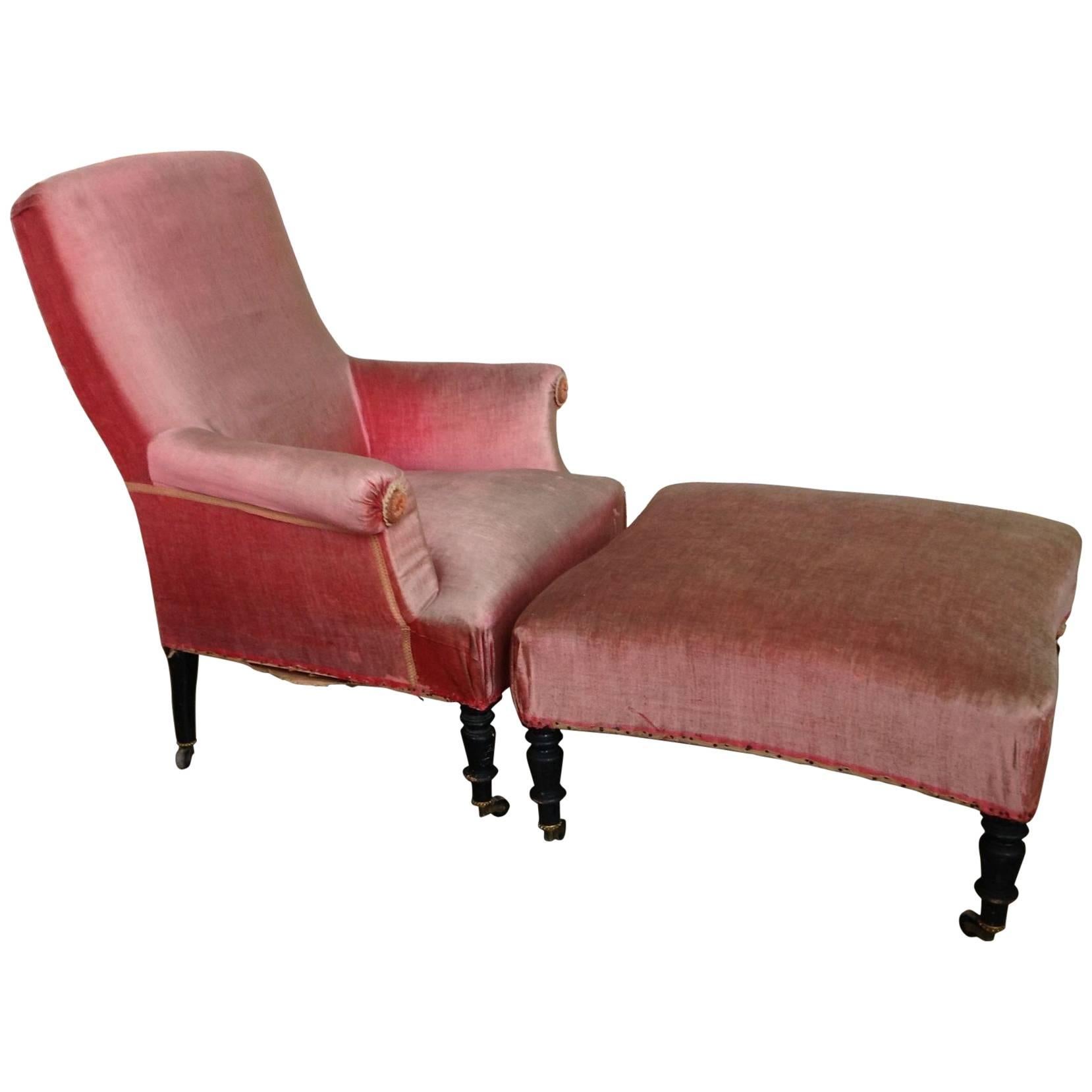 French 19th Armchair and Ottoman