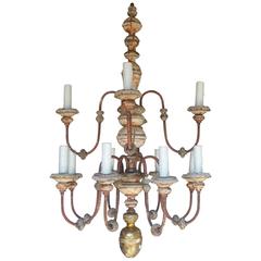 Twelve-Light Italian Wood and Iron Painted Chandelier 6