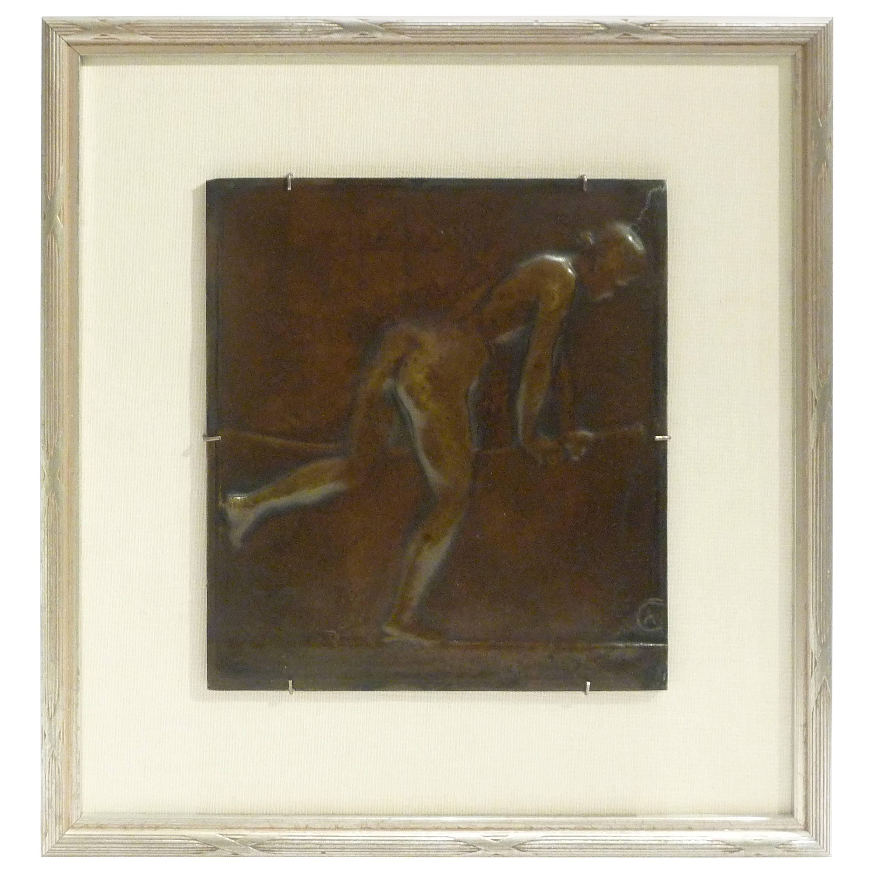 Alexandre Charpentier, "Le Bain, " a Bronze Plaque, Signed For Sale