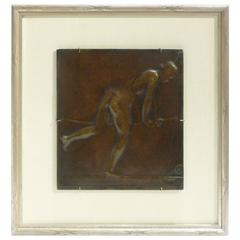 Alexandre Charpentier, "Le Bain, " a Bronze Plaque, Signed