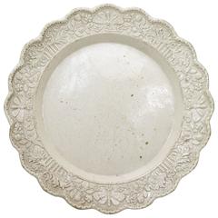 Stoneware Saltglaze Plate with Relief Decorated Border, Mid-18th Century