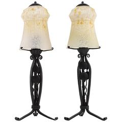 Schneider Pair of French Art Deco Table Lamps, 1925 7