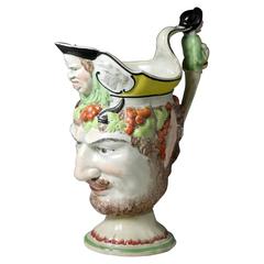Antique Staffordshire Pottery Bacchus Pitcher, Early 19th Century, English